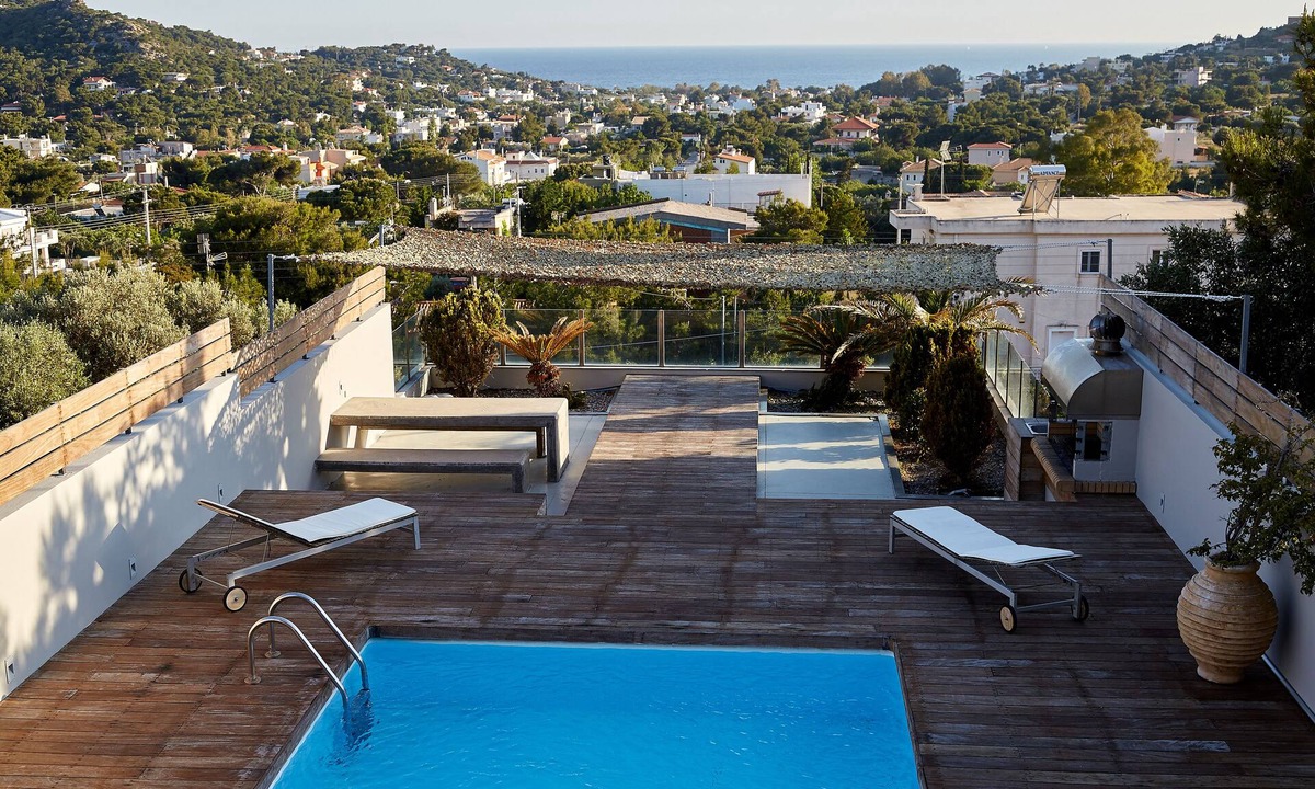 Kropia Villa | Luxurius, modern, private villa w/pool, seaviews at Lagonisi, Athens Riviera