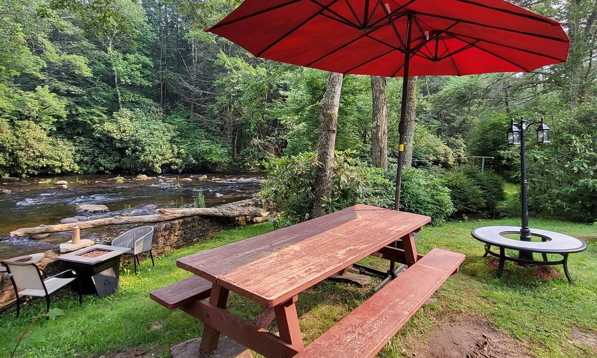 Albrightsville Cottage | Paws & Romance Riverside Dog Friendly Island Park, Private back yard river