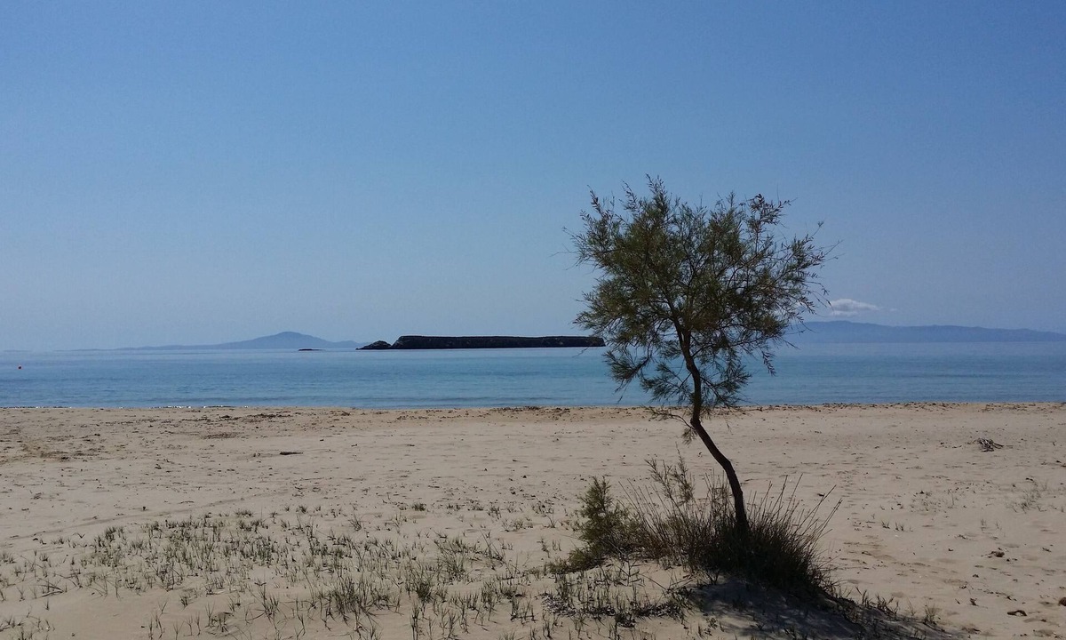 Chrissi Akti House | Stone sea view house with a beautiful garden close to an amazing sandy beach