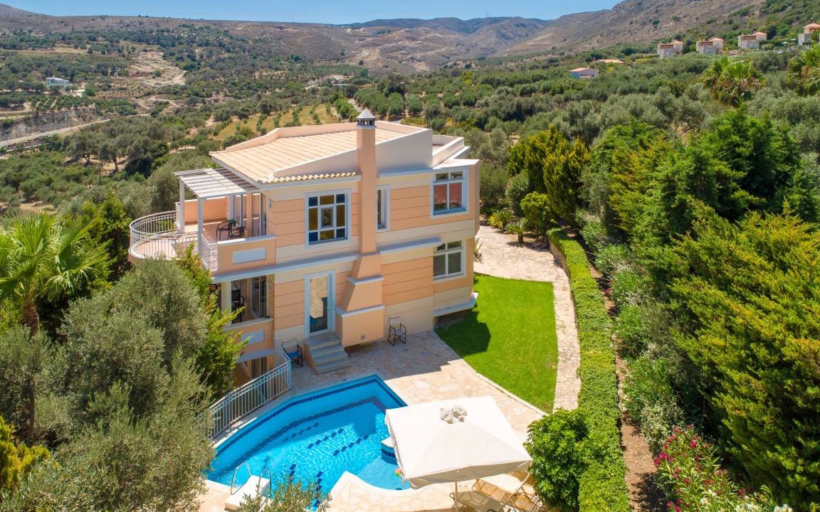 Agia Triada Villa | Villa Pelagos: Large Private Pool, Sea Views, A/C, WiFi, Eco-Friendly