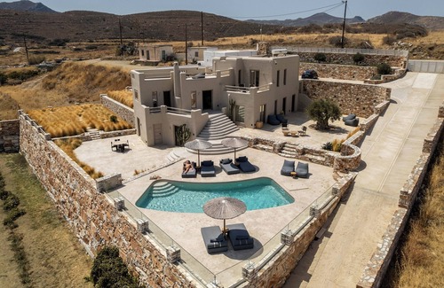 Naxos Villa | Private Hillside Cycladic Estate with mountain and ocean views olive grove