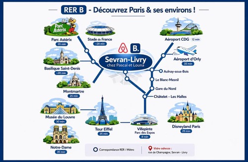 Sevran Apartment | Chez Pascal et Louna au calme avec Jacuzzi ! Proche PARIS et RER B et CDG AÉROPORT