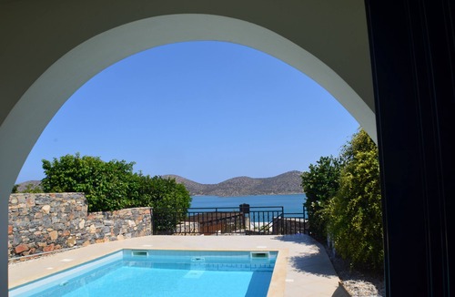 Mavrikiano Villa | Elounda, private pool, near beach and shops, stunning views facing the sea