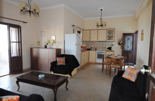 Kamari House | Homerez - Comfortable house in Mirties with terrace and parking