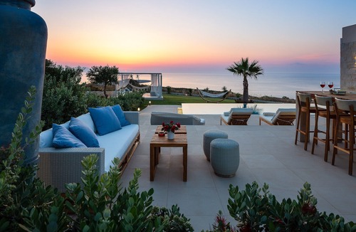 Kalathas Villa | Majestic Sea and Sunset view, private heated pool, Luxury villa