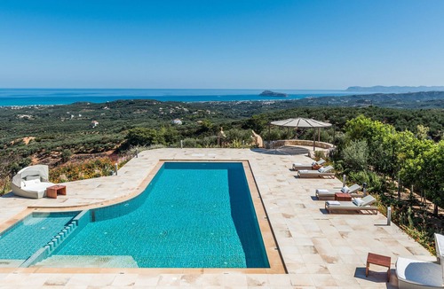 Platanias Villa | Panoramic Sea view, Tennis court, Spa area, 2 pools and gym!