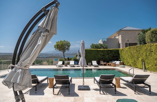Tersanas Villa | SeaCrete Seaview Mediterranean luxury Villa privet swimming pool, tennis