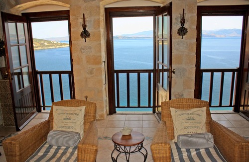 Marathon Villa | "Stone Castle Villa" panoramic sea view, in sandy beach, near Athens