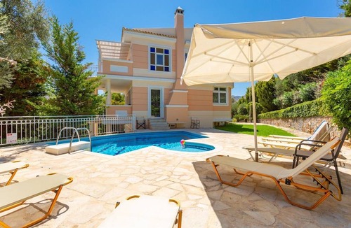 Agia Triada Villa | Villa Pelagos: Large Private Pool, Sea Views, A/C, WiFi, Eco-Friendly