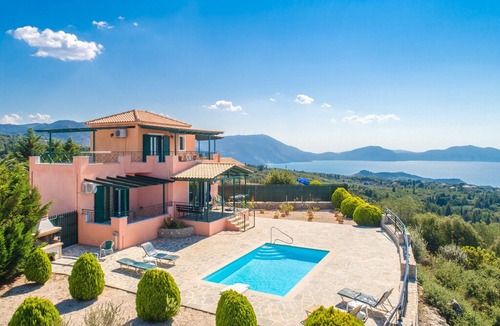 Mesovounia Villa | Villa Valio: Large Private Pool, Sea Views, A/C, WiFi