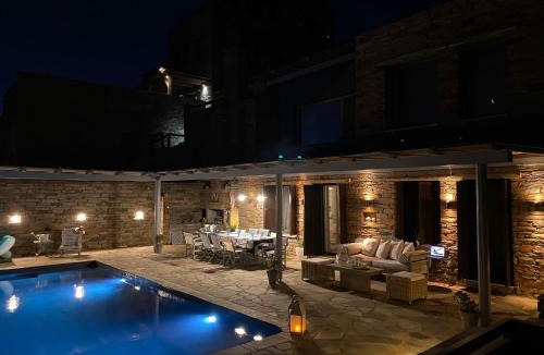 Pisses Villa | Waterfront villa "Afros" with a pool, direct access to the sea and a small beach