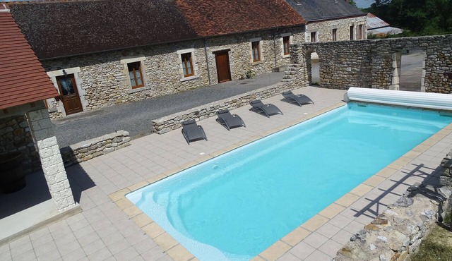 Charming stone cottage with pool, large garden, and nearby hiking trails in Brenne Natural Park