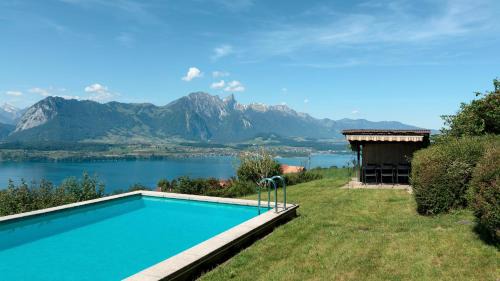 Private Chalet with Pool, Lake & Mountain Views