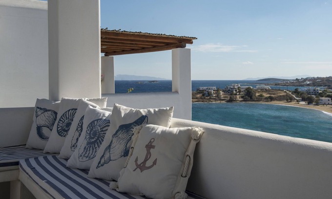 Piso Livadi Apartment | Amazing Aiolos home with amazing sea view, 2' from Logaras sandy beach